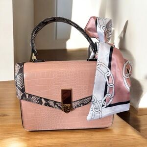 Aldo 'GLENDA' Convertible Satchel in Light Pink & Snakeskin Print. LIKE NEW